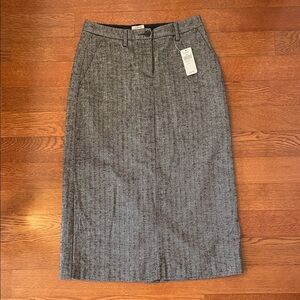 NWT L.L. Bean Charcoal Herringbone Midi Skirt 4P